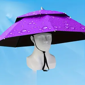 Fashion Outdoor Adjustable Sun Protection Rain Hat Umbrella Handle Fishing Umbrella Sun Hat Tea Picking Hat Straw Hat Wind Shielding Umbrella Cover