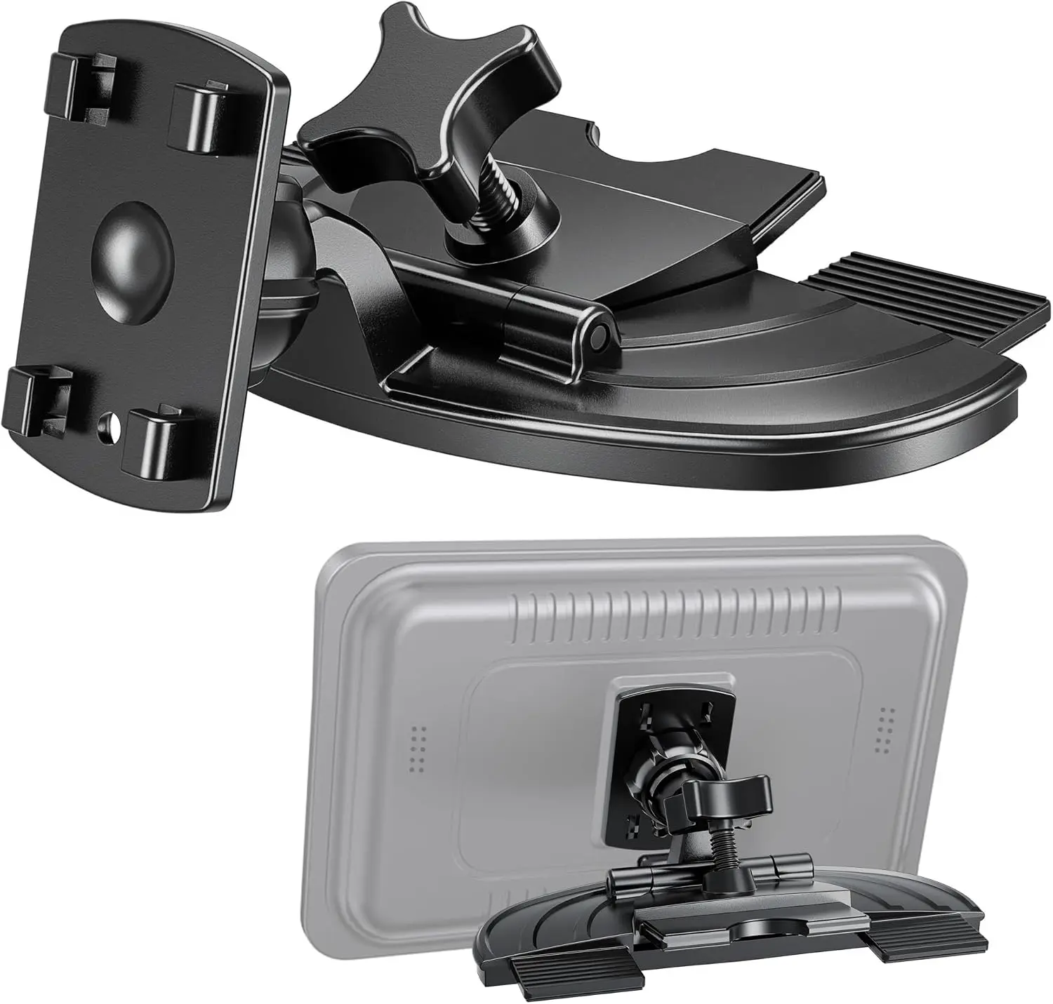 CD Mount for CarPlay Screen 16mm Ball Adapter, 360° Rotatable CD Slot Mount Compatible with 7-10 Inch Portable Wireless CarPlay Screen for Car, Tool-Free CD Player Mount
