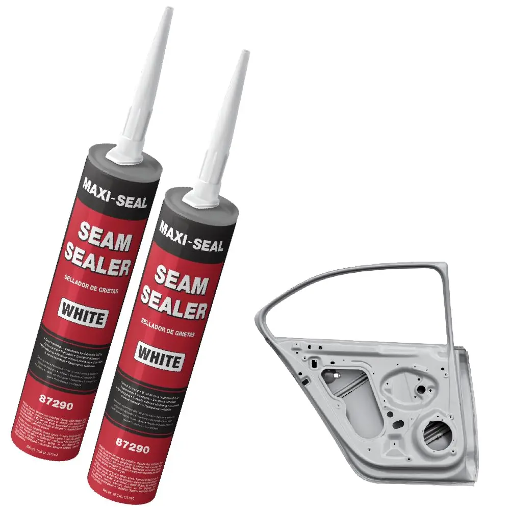 Maxi-Seal White Rapid-Curing Silicone Automotive Seam Sealer Adhesive, 10.5oz Tube - Polyurethane Single-Component Auto Body Sealant for All Vehicles with All-Weather Protection