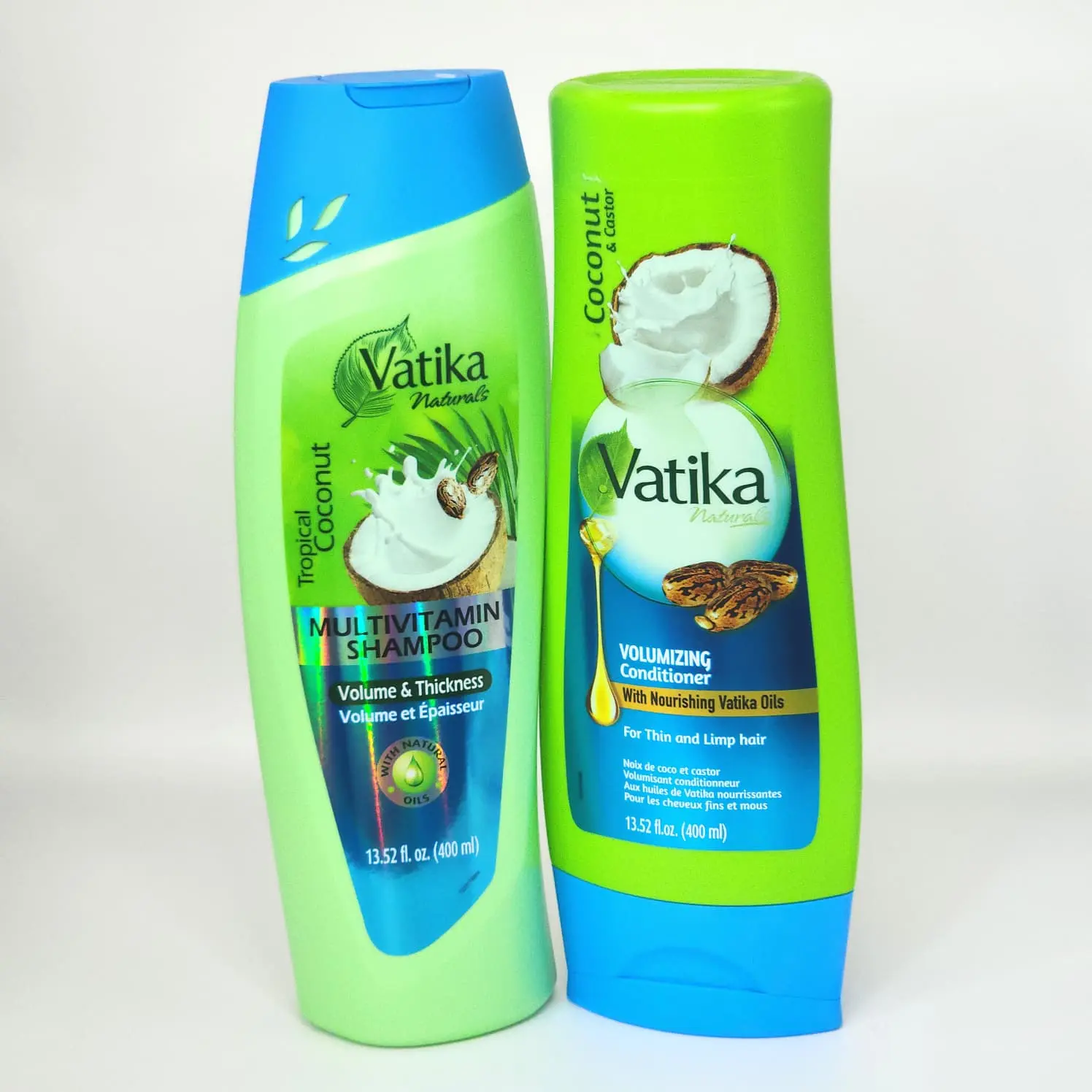 Vatika Naturals Volumizing Shampoo & Conditioner Set, Haircare Cleanser for Thin, Limp Hair with Tropical Coconut & Vatika Oil Blend to Restore Volume, 13.52 fl oz, Herbal, Moisturize