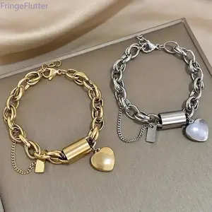 Heart Pendant Thick Chain Stainless Steel Bracelet | Sturdy Heavy Duty Design, Perfect New Year & Valentine's Day Gift