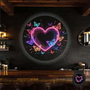 2D Flat, 1 pc, Neon Heart & Colorful Butterflies Pattern, Portable LED Pattern Projector Light, USB Interface, 360° Rotation, Suitable for Valentine's Day & Romantic Events, Ideal for Bedroom & Romantic Spaces, A Perfect Gift for Lovers & Partners