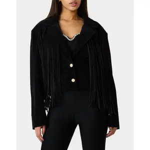Betsey Johnson FRINGE FEVER JACKET BLACK