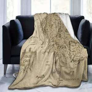 JOOCAR Middle Earth Map Blanket - Ultra Soft, Lightweight, Durable, and Quilted Throw Blanket for Home Decor - Perfect for Fantasy Fans and Adventure Lovers