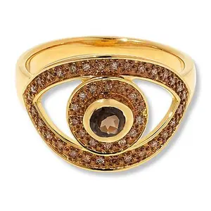 Rarities Fine Jewelry Rarities Gold-Plated Colored Gemstone and Diamond "Evil Eye" Ring