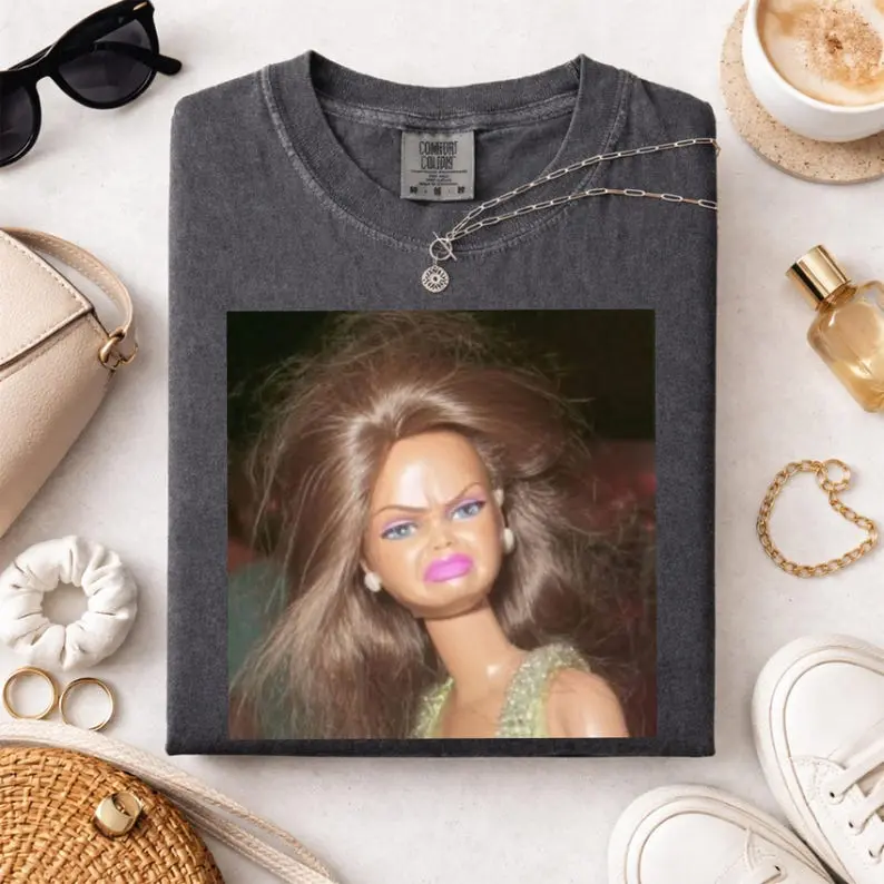 Comfort Colors Funny Retro Doll Graphic Tee, Sassy Doll Meme Print, Vintage Sarcastic T-Shirt, Quirky Fun Shirt, Hilarious Graphic Top, Disgusting Shirt