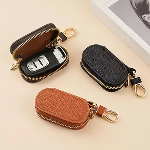 1 Car Key Case, Simple and Stylish Solid Color, High Quality Lychee Pattern Car Key Storage Bag, Portable Universal Domineering Business Light Luxury Car Key Case, Suitable for Both Male and Female Car Owners