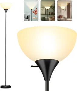 Standing Lamp, Led Floor Lamps for Living Room, Drop-Resistant White Lampshade, Rotary Switch, Industrial Metal Tall Lamp for Living Room Bedroom Study Office Kid’s Room