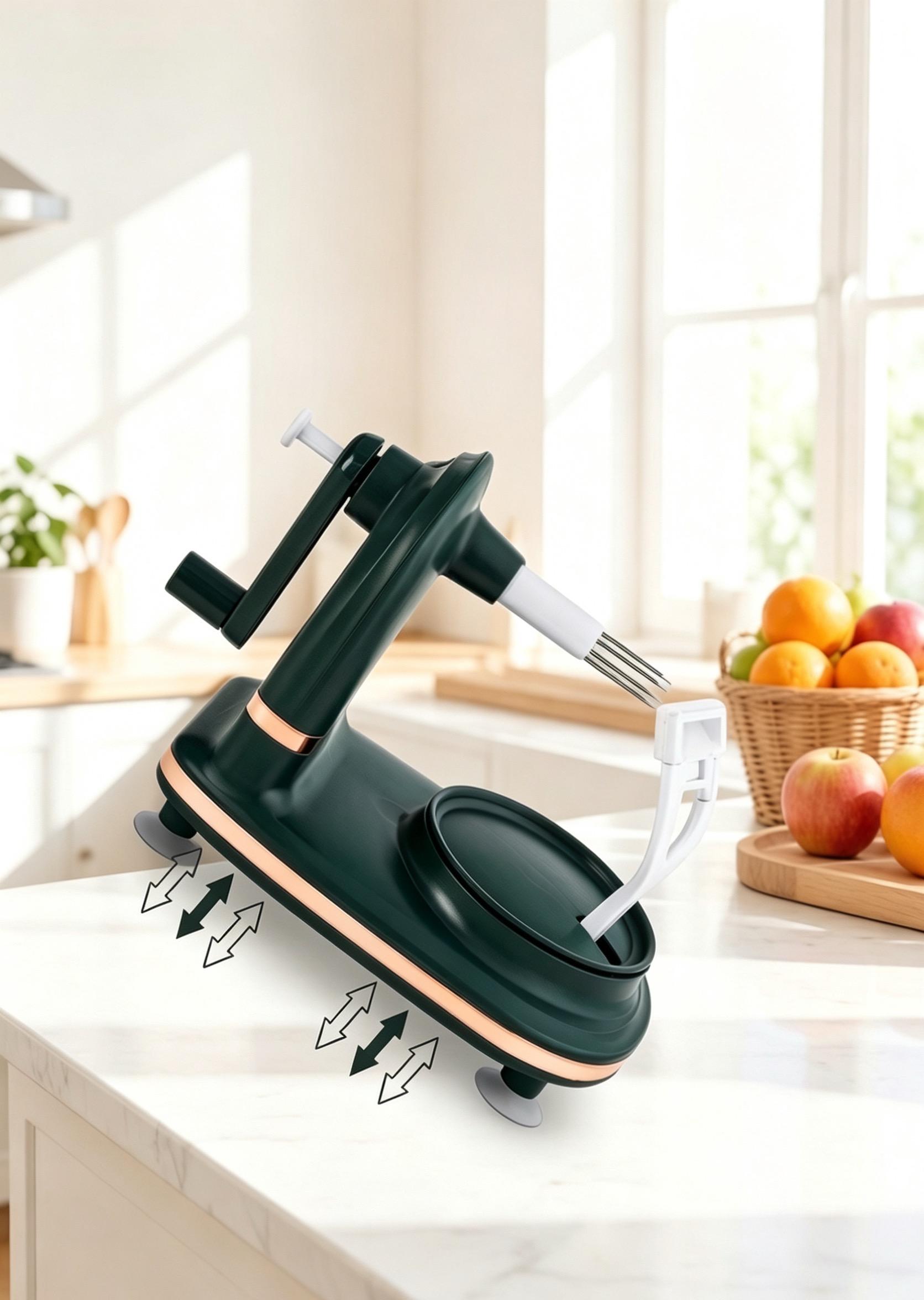 Manual Fruit Peeler, Handheld Rotary Apple & Pear Peeler Machine, 5-Second Quick Peeling Tool, Multifunctional Fruit Corer and Slicer, Labor-Saving Kitchen Gadget for Apples, Pears and Most Fruits, Easy Operate Household Fruit Skin Remover
