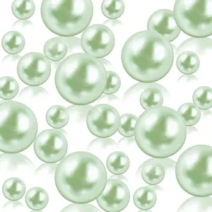 Light Green Vase Filler 150PCS No Hole Fake Pearls Beads 8/14/20mm for Vase Centerpieces Wedding Birthday Easter Theme Party Table Decor