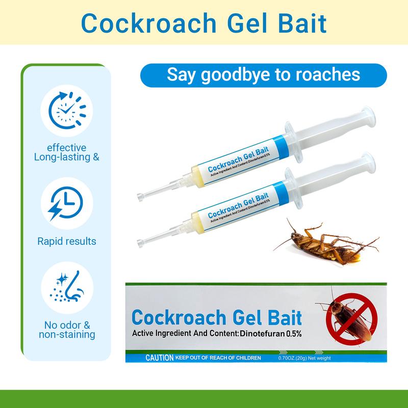 Indoor Cockroach Exterminator Gel – Insect Repellent & German Roach Pest Control – For Indoor & Outdoor Use – Cockroach Killing Gel (2-Pack Syringes) for American, German & Other Common Roaches