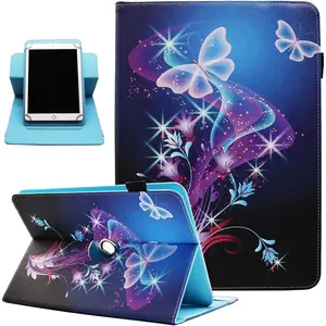 Universal 10 10.1 Inch Android Tablet Case,  360  Rotating Multi-Angle Viewing Stand Universal Case Cover for 10 10.1 and All 9.5-10.5 Inch Tablet, Shiny Butterfly