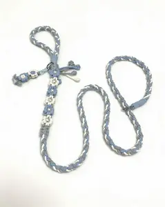 No-Tangle Hand braided Cotton Dog Leash Soft Comfortable Pet Lead Durable for Small Medium Large Dogs Daily Use Artisanal Craftsmanship Reinforced Stitching Heavy-Duty Metal Clasp Adjustable Stainless Steel Martingale Collar