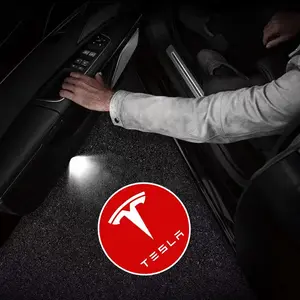 2Pcs New Universal Door Welcome Lights LED Logo Projector For suitable for Honda, Nissan, and Tesla models, with door marker lights and projection light accessories.