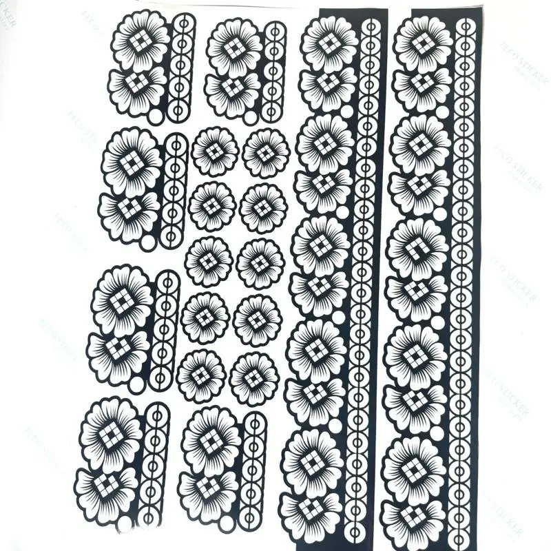 Henna Stencil Complete Set - Temporary Tattoo Stickers for Palm, Backhands, Feet, Fingers Designs, Single Item, Sticker