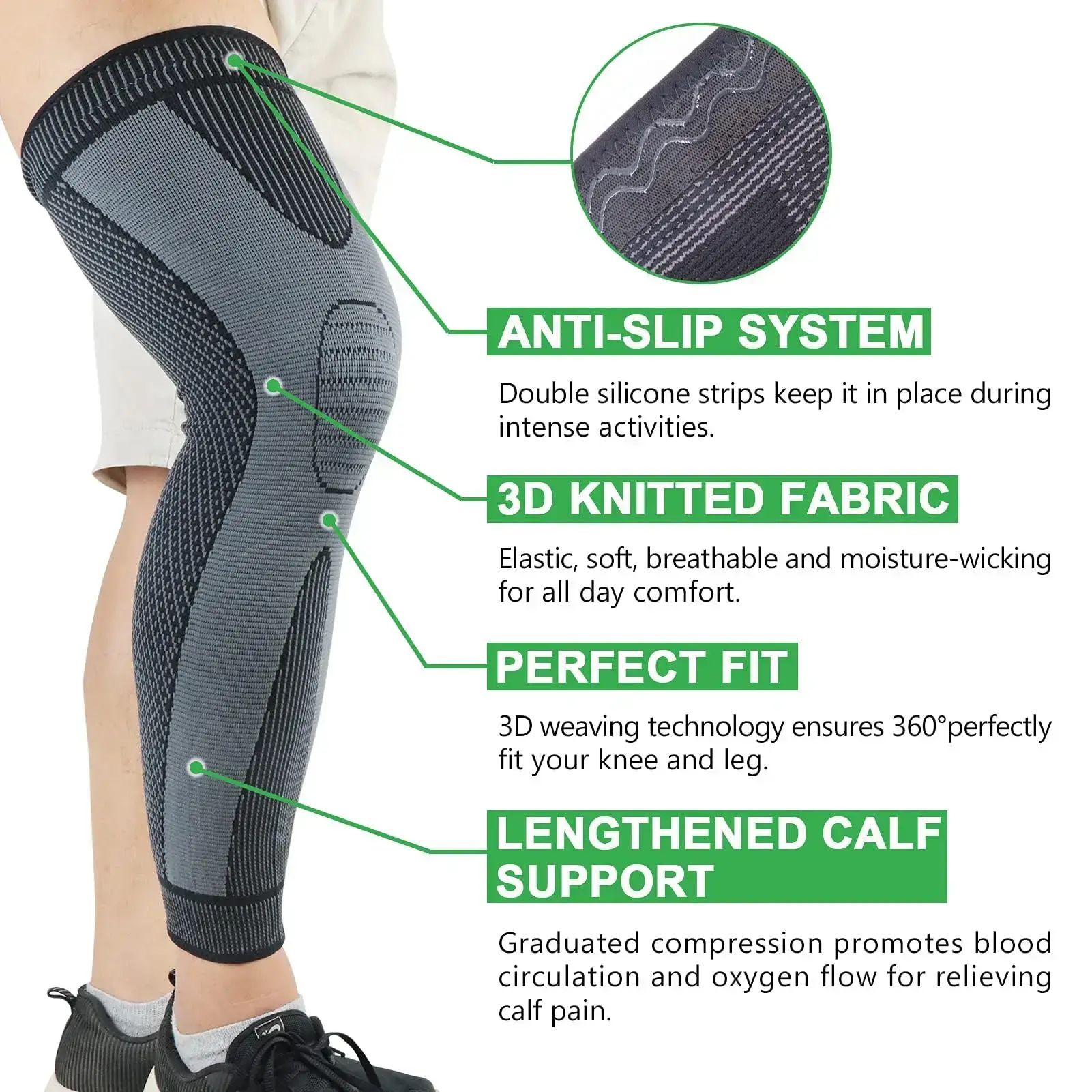 Full leg compression sleeve 2-piece set, long knee acupoint self heating knee sleeve, Aicao knee pads for warmth, Aicao best knee pads for men and womenRAIMENTRY Full leg compression sleeve 2-piece set, long knee acupoint self heating knee sleeve, Aicao knee pads for warmth, Aicao best knee pads for men and womenRAIMENTRY