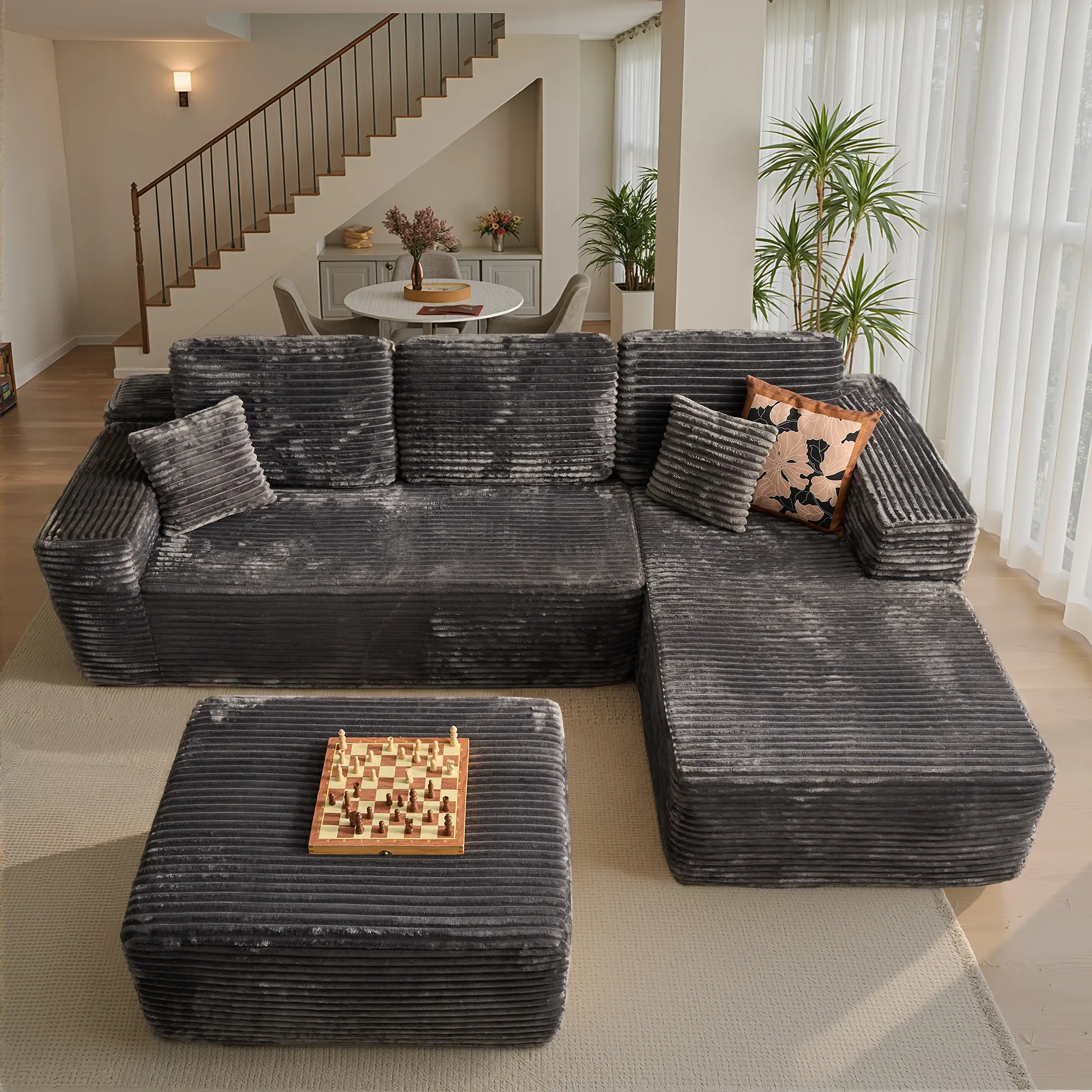 Oversize Boneless Cloud Sectional Couch with L-Shape Chaise With Removable Ottomans,Modern Modular Sofa with Deep Seat, Upholstered Couches for Living Room Bedroom,No Assembly Required,Free Combination Oversize Boneless Cloud Sectional Couch with L-Shape Chaise With Removable Ottomans,Modern Modular Sofa with Deep Seat, Upholstered Couches for Living Room Bedroom,No Assembly Required,Free Combination