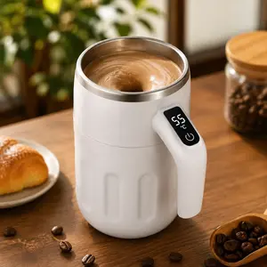 Smart digital electric mixing cup — one-button automatic milk frother and drink mixer, stainless steel construction, suitable for coffee, milk, tea, smoothies, easy to clean
