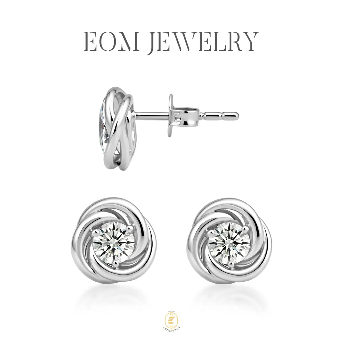 Moissanite Classic Swirl Stud Earrings Silver-Plated Jewelry Wedding Engagement Anniversary Valentine's Day Birthday Daily Wear