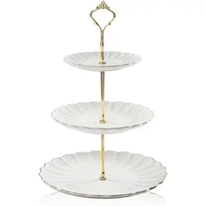 3 Tier Cake Stand Wedding, Dessert Cupcake Stand for Tea Serving Platter (White)