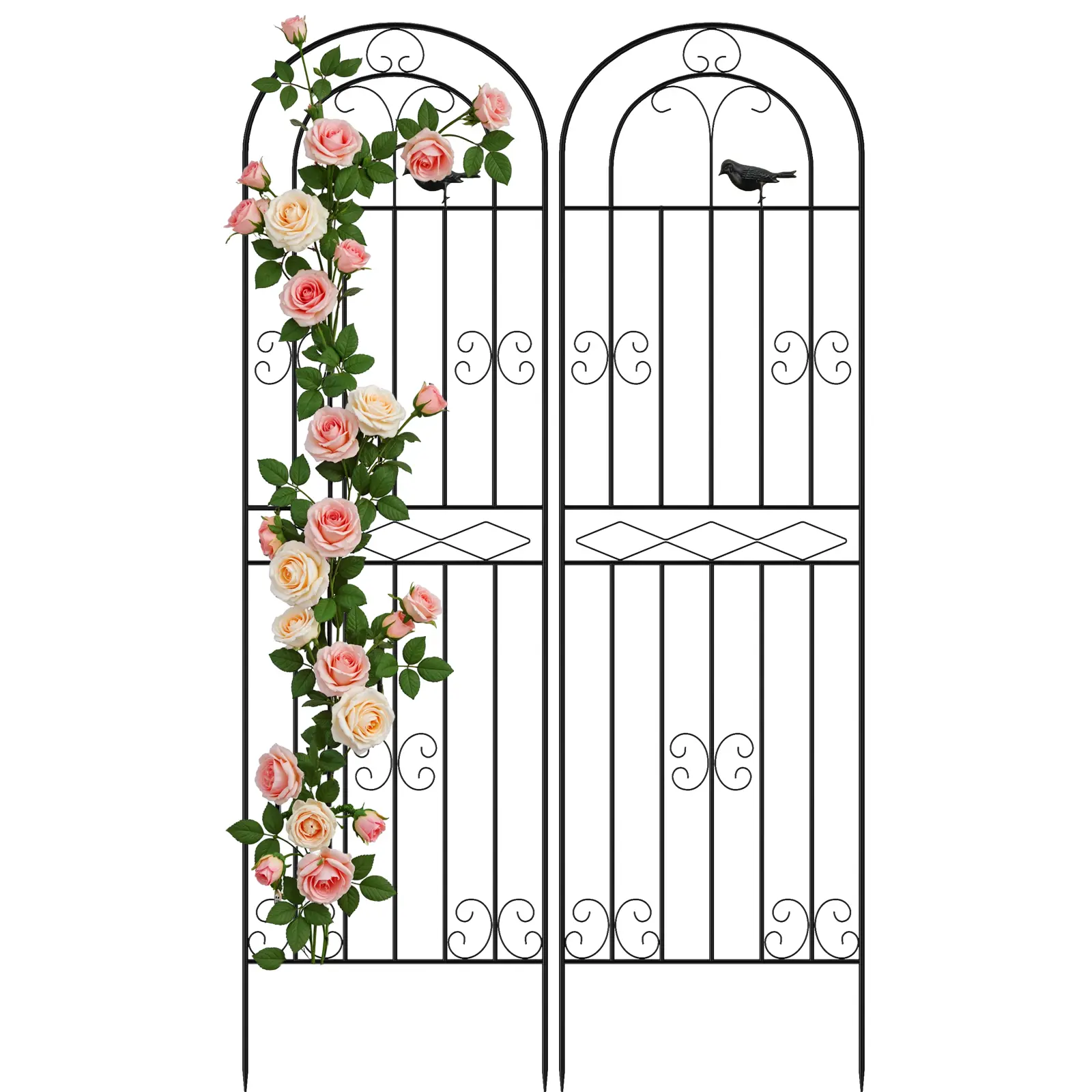 Bamworld 2-Pack Rustproof Metal Plant Trellis (180x50 cm) - Outdoor Climbing Support for Roses, Vines, Cucumbers, Garden Arch Trellis for Courtyard Decor, Trellis For Cucumbers