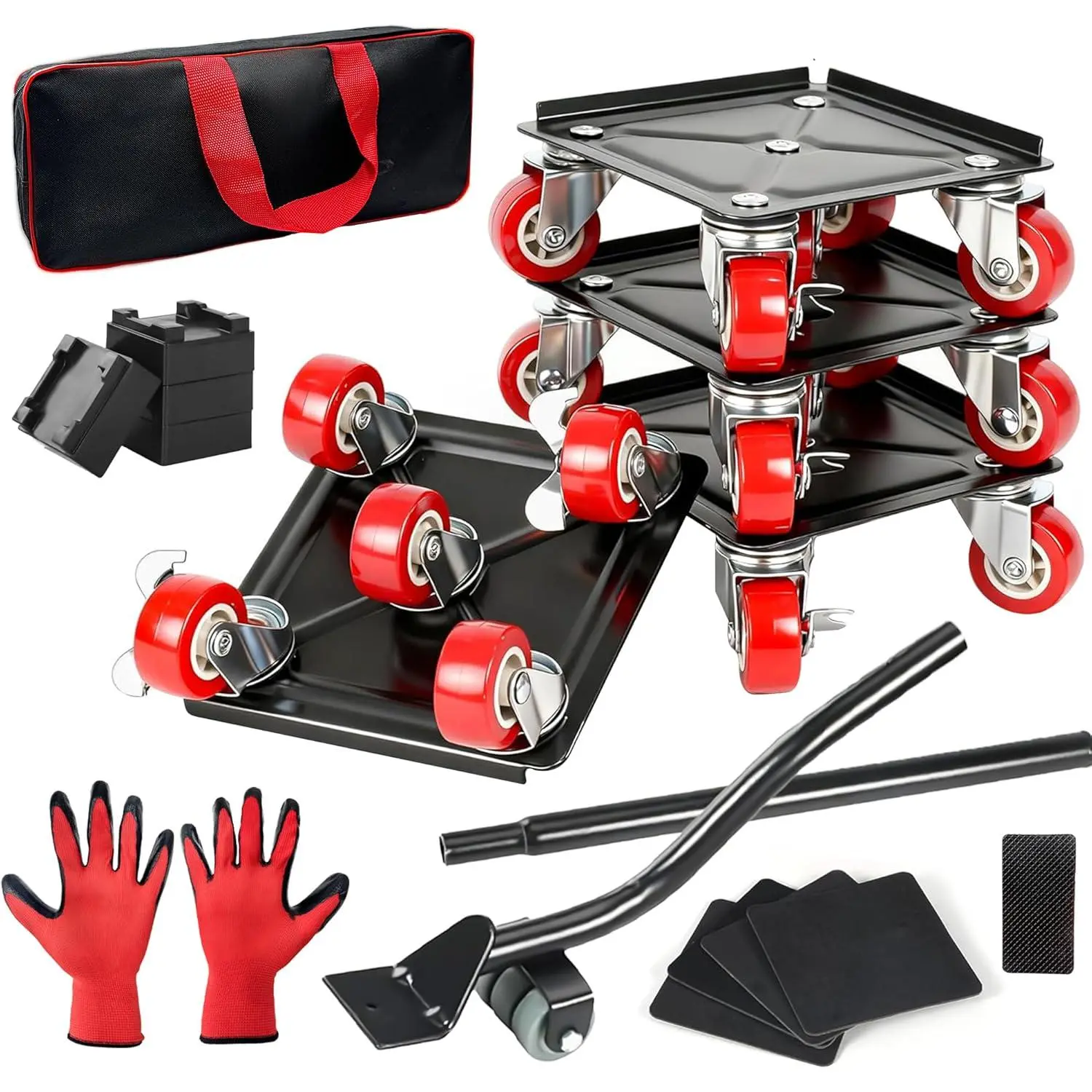Furniture  Set 5 Wheels with 360? Wheels and Wheels Lockable Brakes, 1400LBS Furniture Movers for  Office Furniture Appliances Labor Easing Mover