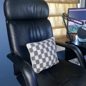 Crochet Checkered Throw Pillow