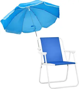VINGLI Beach Chair with Umbrella, Beach Chair with 360°Canopy Shadefor Adults,Camping Chairs for Camping, Pool, Fishing-Blue