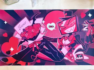 [2 Styles] Hazbin Hotel Vox Valentines Mouse Pad and Playmat Cartoon Desk Mat Mousepad Gift for Gamers Office