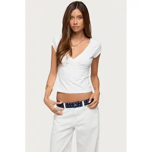 Penelopy Overlap V Neck T Shirt