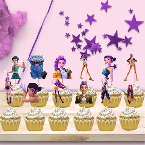 Cyber Girl Cupcake Toppers, 12pcs Cake Decorations, Cyberpunk Theme Party Supplies, Birthday Cake Toppers, Girls' Night Party Decor