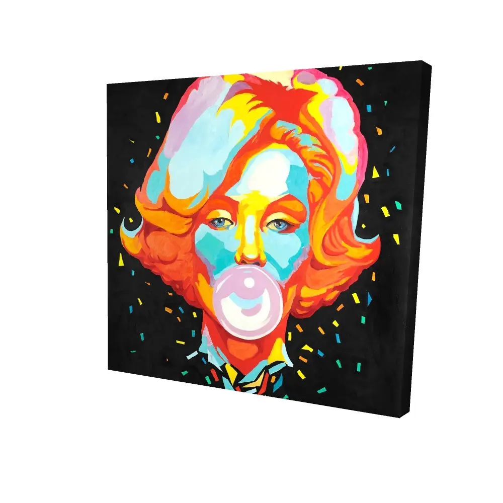 Begin Home Decor 2080-2424-FI50 24 x 24 in. Colorful Marilyn Monroe Bubblegum Canvas - Home Decor Art