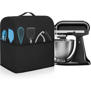Stand Mixer Dust Cover Compatible with 3 Pockets and Handle with  Fits for 4.5/5 Quart Water-resistant Kitchen Aid Mixer Cover Black