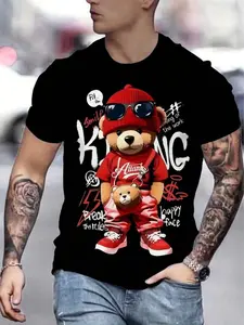 Men's Short Sleeve 3D Fashion Innovation Printed T-Shirt, Streetwear, Vintage Pattern, Casual Slim-Fitting, All Seasons, Premium Holiday Gift
