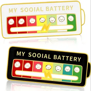 Multicolor 2 Pack My Social Battery Lapel Pin - A Stylish Enamel Lapel Pin to Express Your 7 Days a Week Mood