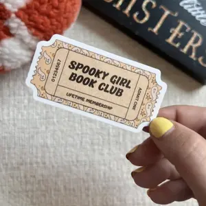 Spooky Girl Book Club Lifetime Membership Admit One Ticket Sticker Unique Design for Club Members Halloween Theme