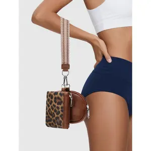 Stylish Mini Zipper Wristlet Wallet – Vintage-Print 2-Piece Set with Detachable Coin Pouch