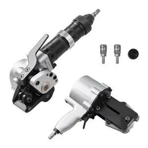 VEVOR Pneumatic Steel Strapping Machine, 8500 N Tension Force, Metal Strapping Tool Tensioner and Cutter Sealer for 0.748 in Width Metal Belt, Heavy Duty Split Type Baler for High Tensile Packaging