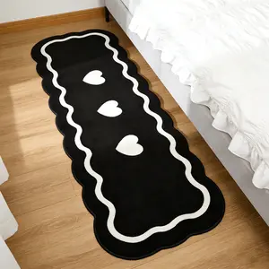 Heart Pattern Wave Long Rug, Decorative Rug, Fashionable Luxurious Non-Slip Easy Care Plush Carpet, Suitable for Living Room Bedroom Bedside Lounge Area, Fluffy Rug