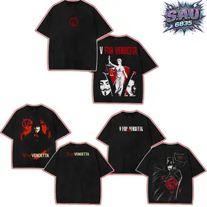 V For Vendetta Movie Vintage Graphic Tee Lady Justice, Guy Fawkes Mask, This Is For You Rose | Heavyweight Acid Wash Boxy Fit Premium Cotton T-Shirt, Unisex Streetwear Distressed Washed Tee
