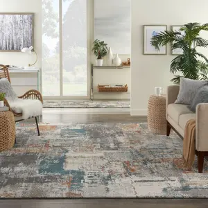 Nourison Ludlow Painterly Indoor Area Rug, Abstract Blend Design, Easy-Care Fiber, Low Pile, Power-Loomed Carpet