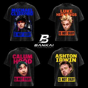 [COLLECTION] 5 Seconds of Summer Is Not Okay Collection Vintage Washed T Shirt, Michael Clifford Luke Hemmings Calum Hood Ashton Irwin Graphic Tee, Pop Rock Band Merch Shirt, Oversized Heavy Cotton Unisex Fan Gift, Retro Concert Apparel Top