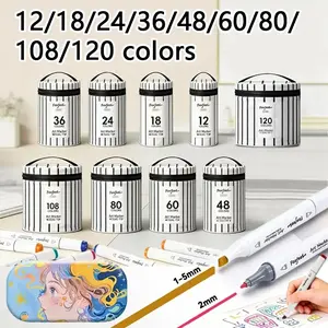 Dual-Ended Marker Set 12/18/24/36/48/60/80/108/120 Colors, Fast-Drying Non-Bleed Art Markers, Student Drawing Anime Special, High-Quality Painting Pens