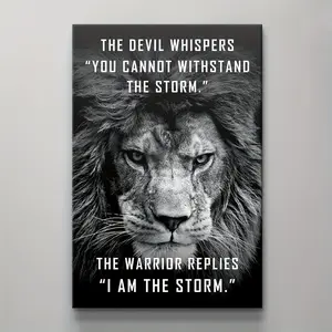 1pc, I Am The Storm Motivational Quote Wall Art Modern Office Decor Black White Lion Wall Art Inspirational Saying Entrepreneur Gift Success Poster Print