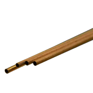 Round Brass Tube: 2mm OD x 0.225mm Wall x 300mm Long (4 Pieces)