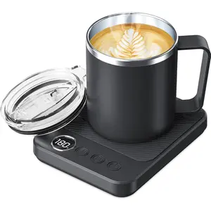 Coffee Mug Warmer & Mug Set for Desk, Electric Coffee Cup Warmer with 16oz Heated Mug, Smart Coffee Heater with Auto Shut Off for Office/Home, Christmas/Birthday/Coffee Gifts for Men & Women,Black