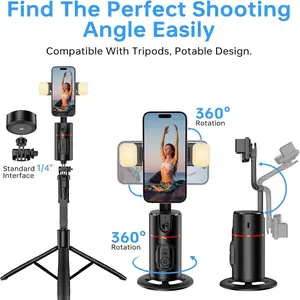 Smart Face Tracking Phone Stand, Tripod Selfie, Gesture Control No APP Needed, Auto Follow, Compatible with iPhone Android, Video Creator Shooting Accessory