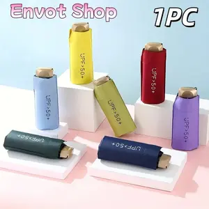 Mini Folding Umbrella with Upf50+ UV Protection, Lightweight Portable Design, Rain and Sun Shield, Ideal for Commute and Travel