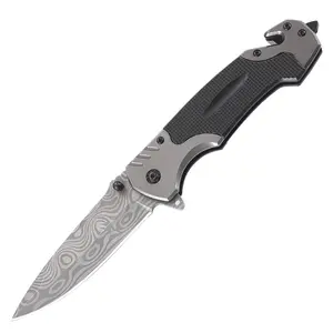 Damascus Tactical Survival Knife G10 Handle Camping Folding Knife Stainless Steel Outdoor Pocket Knife