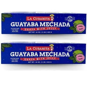 La Cubanita Guava Paste with Jelly 16 oz Pack of 2 Snack Dessert Creamy Guava Jelly Filled Low Sodium Fat Free Cholesterol Free